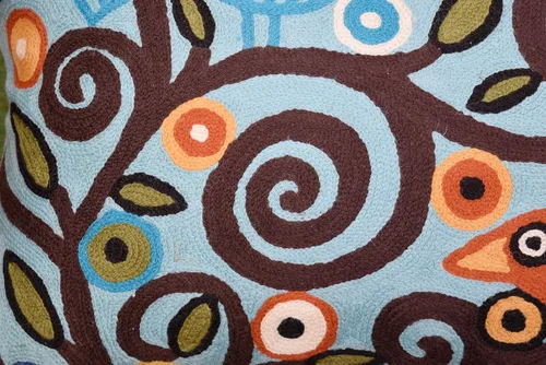 Vista 5 de Funda de cojín lumbar bordada a mano de lana 13x21 (funda de almohada lumbar de pájaros azules)