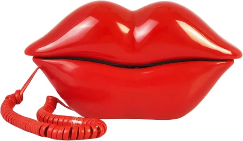 Vista 8 de Teléfonos fijos para el hogar, TelPal teléfono con cable de labios, teléfono de escritorio retro para el hogar, teléfono de novedad analógico
