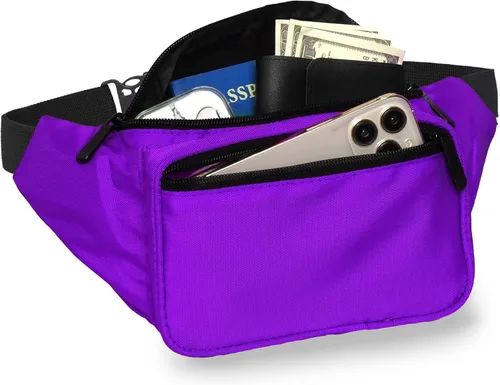 Vista 2 de Riñonera para hombres y mujeres Riñonera Riñonera ligera para viajes, deportes, senderismo, Morado - Sólido, talla única