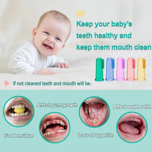 Vista 5 de Bassion Juego de cepillos de dientes para bebé, 6 piezas de cepillo de dientes suave para bebés con 6 cajas, cepillo de dientes de silicona