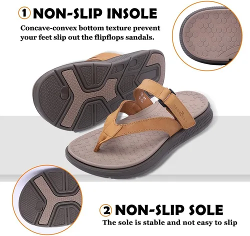 Vista 3 de MGGMOKAY Sandalias ligeras de cuero para hombre con soporte de arco