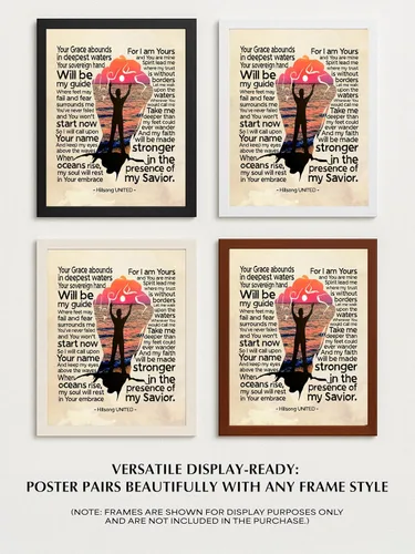 Vista 8 de Hillsong United Song Lyric - Póster de adoración de 11 x 14 pulgadas para el hogar, oficina, iglesia y habitación, sin marco
