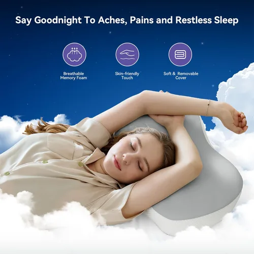 Vista 8 de Almohada Cervical para el Cuello para Alivio del Dolor - Almohada Refrescante para Dormir de Lado, Almohadas Ergonómicas de Espuma con Memoria