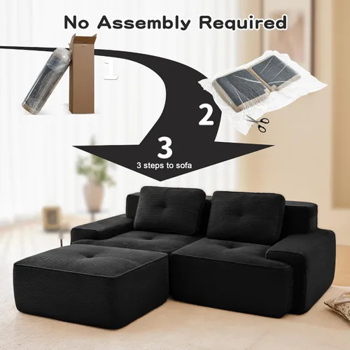 Vista 7 de Sofás modulares convertibles de 82 pulgadas, sofás en forma de L de asiento profundo para sala de estar, sofá moderno de 2 plazas con 1 otomana