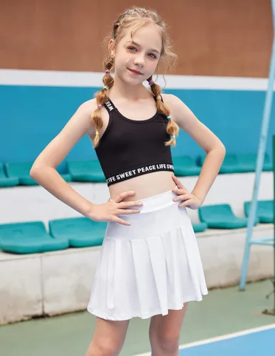 Vista 5 de Arshiner Faldas de tenis para niña con pantalones cortos, falda plisada atlética, falda pantalón de entrenamiento con bolsillos para niños de 4 a 13