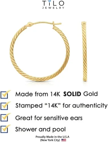 Vista 5 de Pendientes de aro de tubo cuadrado trenzado de oro amarillo de 14 k