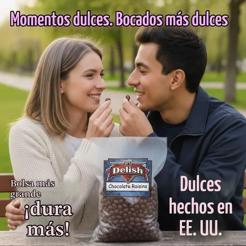 Vista 4 de It´s Delish - Pasas cubiertas de chocolate con leche gourmet de 2 libras a granel Bocadillo de chocolate con leche y pasas para fiestas o eventos