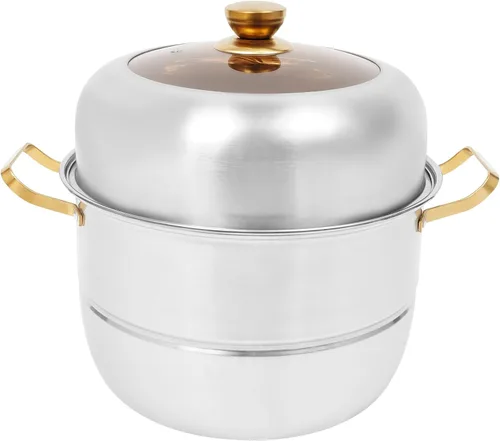 Vista 11 de Olla vaporera de alimentos de 5 niveles para cocinar, olla de vapor de acero inoxidable con tapa transparente, ollas apilables, utensilios de cocina