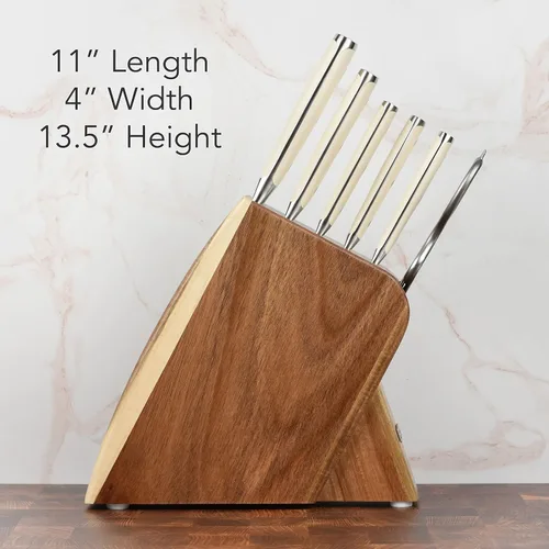 Vista 7 de Wusthof Classic Ikon Creme - Juego de 7 cuchillos delgados (bloque de acacia)