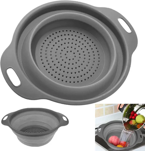 Vista 6 de 1 colador plegable de silicona para fregadero de cocina de 11.8 pulgadas