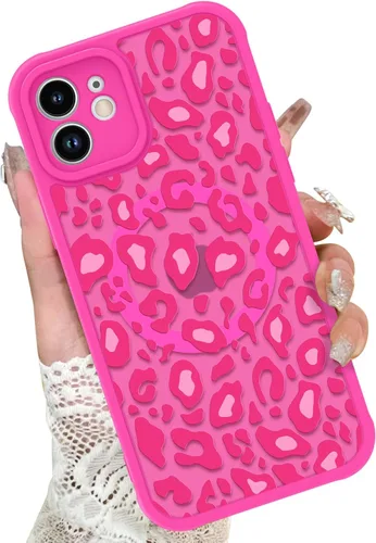 Vista 26 de KANGHAR - Funda para iPhone 11 [Compatible con Magsafe] Patrón estampado de leopardo Lindo guepardo Funda protectora magnética para niñas, mujeres
