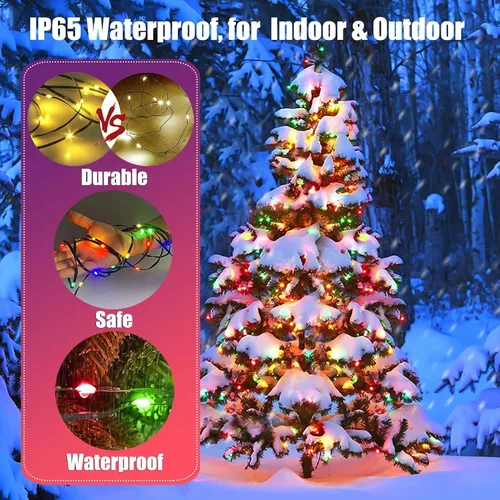 Vista 15 de Luces inteligentes para árbol de Navidad, línea colgante de 6.5 pies que va sobre el árbol, 200 luces LED que cambian de color multicolor