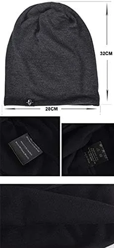 Vista 4 de VECRY Hombres Slouch Hollow Beanie Thin Summer Cap Skullcap