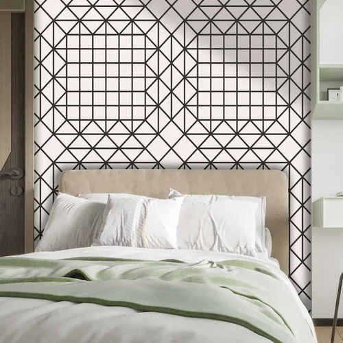 Vista 2 de Papel De Paredes Decorativo Color Claro Techo Papel Tapiz Geometría Celosía Linea Moderno Gabinete Papel Fácil de Limpiar (Ancho) 59 pulgadas X (H)