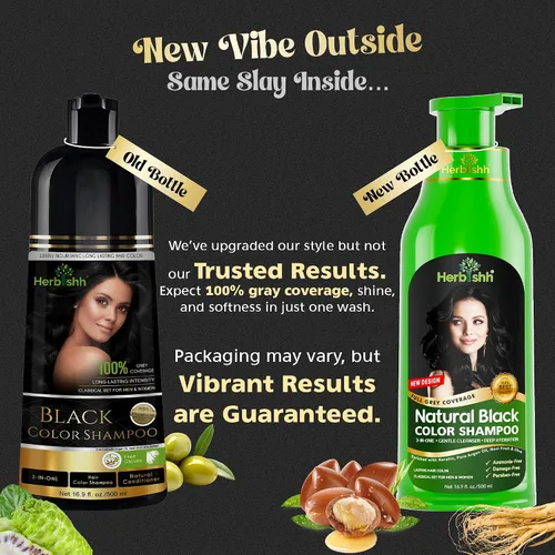 Vista 2 de Paquete combinado – 2 unidades de champú de color de cabello Herbishh + 1 máscara de cabello intenso de argán – Tinte para cabello gris de larga