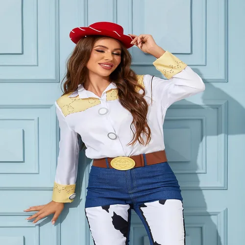 Vista 3 de Jessie Cowgirl Costume Shirt Womens Button Down Long Sleeve Casual Shirt