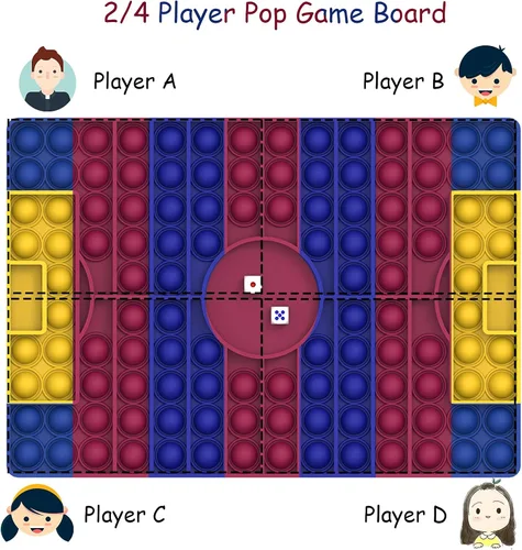 Vista 2 de Juego de burbujas de campo de fútbol con dados juego de doble pop y dados juguete para ansiedad para 2 o 4 jugadores juguete sensorial de silicona