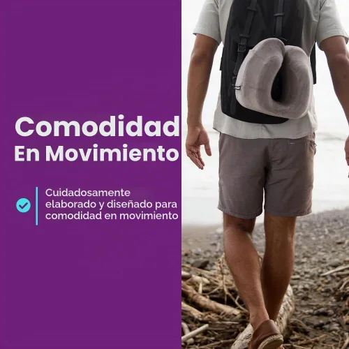 Vista 6 de Cabeau Almohada cervical para viajes en avión – Evolution Classic – Diseño en forma de U de espuma viscoelástica – Apoyo para dormir con cierre