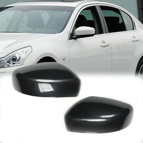 Vista 6 de Par de espejo retrovisor lateral tapa cubierta Trim para Infiniti G37 2008 Fibra de carbono