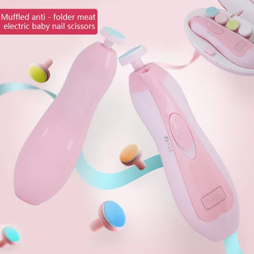 Vista 4 de Cortadora de uñas eléctrica 6 en 1 para bebés, dispositivo de pulido para dedos de los pies y uñas, funciona con pilas para bebés, niños y adultos