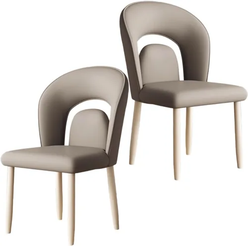 Vista 12 de YVYKFZD Leather Dining Chairs, Kitchen Chairs Set with Curved Back, Upholstered Dining Room Chair, Armless Comfy Side Chair, for Living Room, Dark