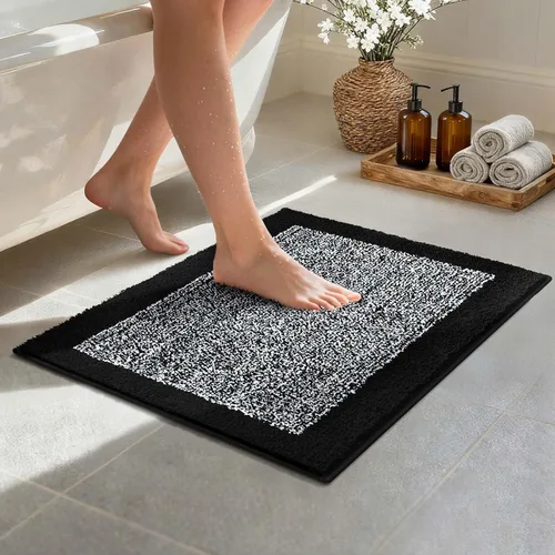 Vista 73 de Alfombras de baño de 17 x 24 pulgadas, antideslizantes, lavables, color gris, para bañera, tapete de baño para baño, tapete suave y absorbente