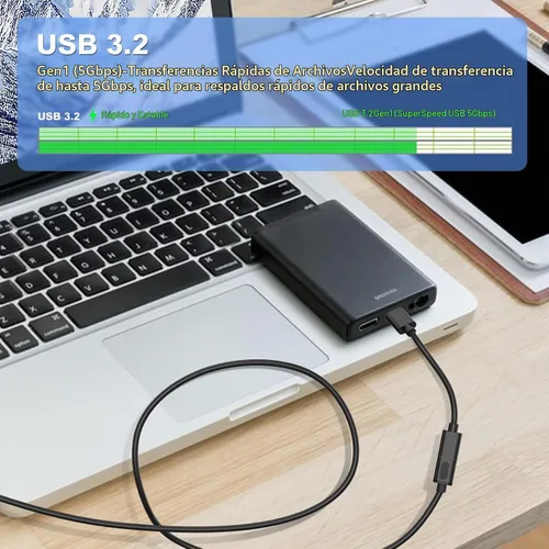 Vista 7 de Cable de extensión USB de 1 pie, repetidor USB 3.0 USB macho a hembra con amplificador de señal, cable activo para impresoras, teclados, consola