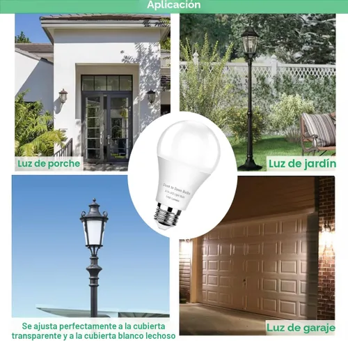 Vista 3 de GEPLAD Paquete de 6 bombillas LED A19 con sensor A19, fotocélula automática de encendido/apagado automático para iluminación al aire libre, luz