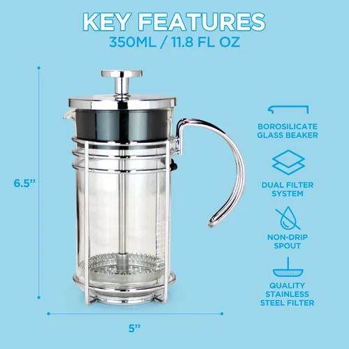 Vista 10 de GROSCHE Cafetera eléctrica con prensado francés, Vidrio transparente