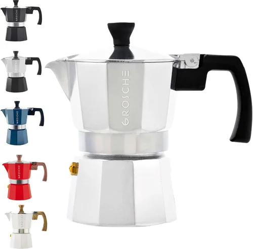 Vista 16 de GROSCHE Milano - Cafetera Moka para estufa, olla de expreso para 3 tazas de café, 5 oz, color negro - Cafetera cubana para estufa, cafetera Moka
