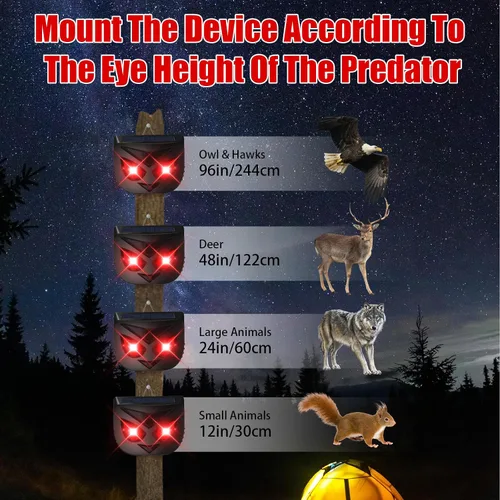 Vista 5 de Repelente solar de animales actualizado 2025 para exteriores, disuasorio de coyote para patio, luces disuasorias nocturnas efectivas para ojos