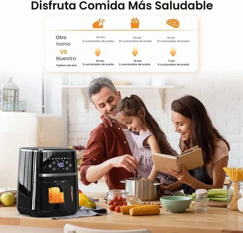 Vista 2 de GarveeHome Freidora de aire de 5 cuartos de galón 8 en 1, horno freidora de aire con pantalla táctil, freír con aire, asar, hornear, asar, modo