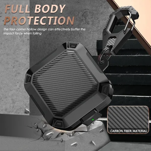 Vista 3 de con Bloqueo de Seguridad de Fibra de Carbono para Funda Protectora de Beats Fit Pro 2021, Protector Beat Fit Pro 2 Absorbente de Impactos