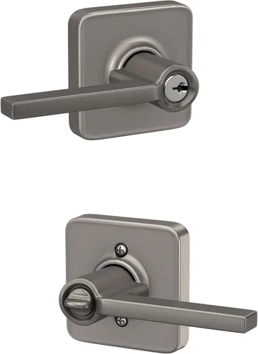 Vista 21 de Schlage F51A LAT 716 Latitude - Manija de puerta con bloqueo de entrada con llave, en acabado de bronce envejecido