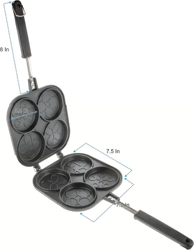 Vista 3 de 5 STAR SUPER DEALS Molde antiadherente de doble cara para hacer panqueques con 4 pequeños diseños de moldes decorativos para huevos perfectos