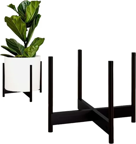 Vista 11 de Fox & Fern - Soporte moderno de medio siglo para maceta, sin maceta de cerámica blanca Plug In Design, Holds 175 lbs, Two High Options, Fixed