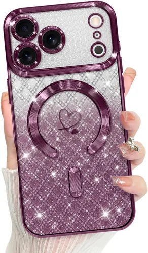 Vista 39 de Bonoma Compatible with iPhone 17 Pro Max Case 2025 Heart Checkered -Gold A cuadros-oro