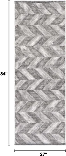 Vista 8 de SAFAVIEH Kilim Collection - Alfombra de pasillo, 2 pies 3 pulgadas x 7 pies, gris y marfil, hecha a mano, lana de cheurón, ideal para zonas de alto