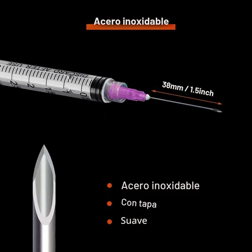 Vista 2 de Paquete de 50 jeringas de laboratorio Luer Lock desechables de 0.1 fl oz/cc con aguja de 18 Ga de 1.5 pulgadas Sellado individualmente