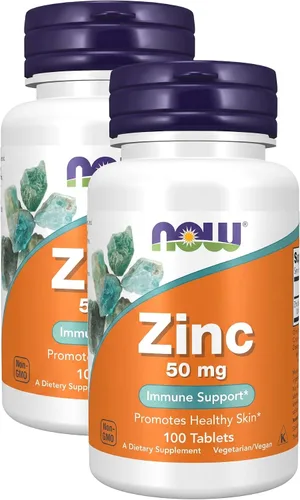 Vista 10 de Gluconato de zinc Now Foods, de 50 mg, 100 tabletas.