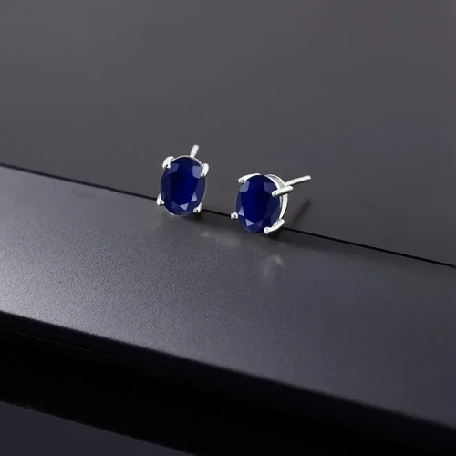 Vista 4 de Gem Stone King Aretes de oro de 14 quilates con piedra natal ovalada de 0.315 x 0.236 in Aretes de oro para mujer