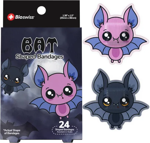 Vista 69 de BioSwiss Vendajes, juego de vendajes autoadhesivos en forma de alienígena de Halloween, sin látex, cuidado de heridas estériles, 24