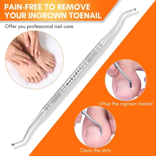 Vista 3 de Makartt Cortaúñas para uñas encarnadas con elevador de uñas, juego de podólogo de acero inoxidable para uñas gruesas, herramientas de manicura