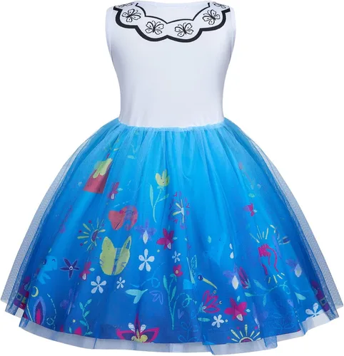 Vista 2 de AmzApparel Mirabel - Vestido para niños y niñas disfraz familiar Madrigal para fiesta de cumpleaños juegos de rol ropa de Halloween cosplay vestidos