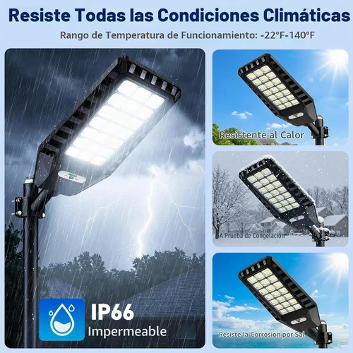 Vista 5 de Solar Street Light Outdoor Waterproof, 23” Large Solar Light with Motion Sensor, 6500K Dusk to Dawn Security LED Flood Light, Commercial Outdoor