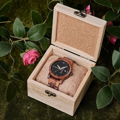 Vista 5 de BOBO BIRD Reloj de madera para hombre, analógico, de cuarzo, con pantalla de semana, ligero, hecho a mano, para hombre