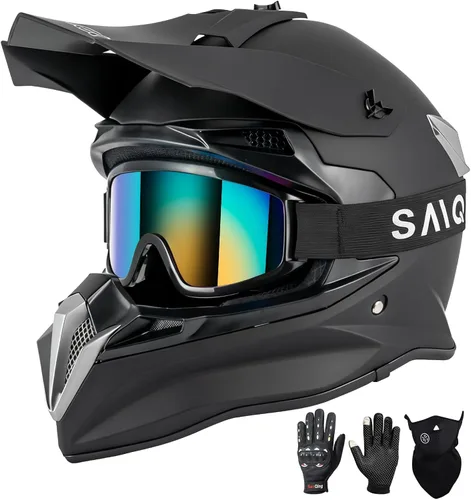 Vista 9 de SPARK Casco de motocross y ATV para adultos, casco de motocross certificado por DOT con liberación rápida, diseño ligero todoterreno para motocross