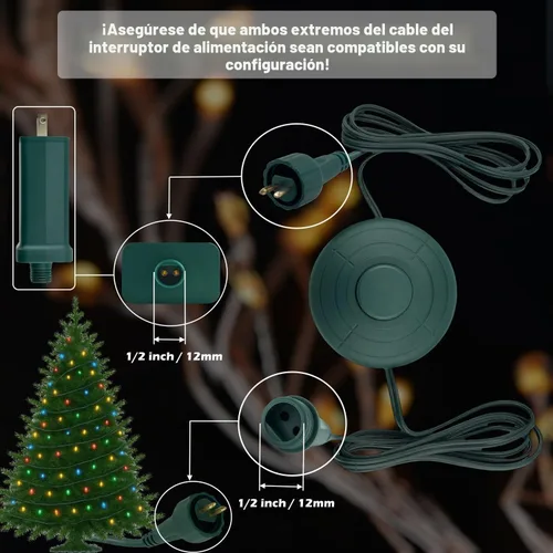 Vista 2 de Cable de alimentación Goodsby encendido/apagado para luces de árbol de Navidad, iluminación festiva, luz de cadena LED impermeable con conector
