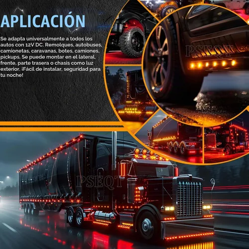 Vista 3 de PSEQT Flash estroboscópico de 3/4 pulgadas + luces de marcador constante, luces LED de doble función, luces redondas de separación lateral traseras