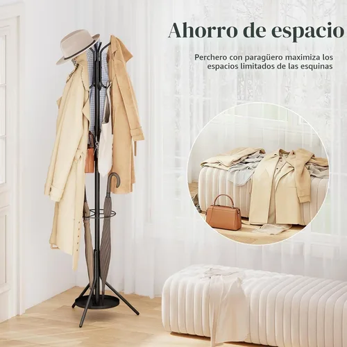 Vista 2 de Kitsanery Perchero independiente, árbol de metal con soporte para paraguas, sombrero y perchero para entrada, pasillo, sala de estar, dormitorio